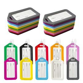 YANMAKE 200 Pack Luggage Tags for Suitcases, Plastic Bag Tags with Name ID Cards, Travel Baggage Labels for Backpacks, Suitcases, and School Bags