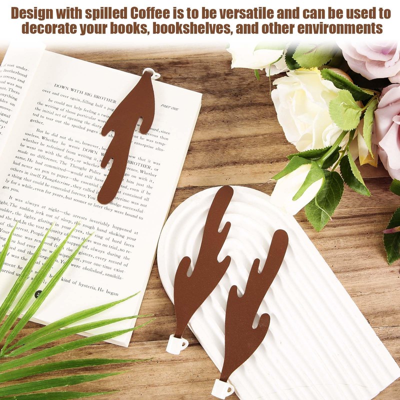 3pcs Spilled Coffee Bookmarks, Cute Book Decorations Coffee Bookmarks Book