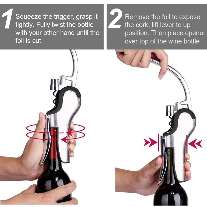 KAYCROWN Stainless Steel Wine Bottle Opener, Vertical Lever Corkscrew with