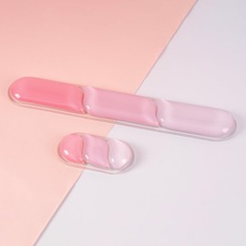 CloudGel Wrist Rest for Keyboard and Mouse, 2 Pieces Gel Wrist Support, Anti-Slip Rubber Bottom, Ergonomic Design, Suitable for Office/Computer/Laptop/Gaming (Pink)