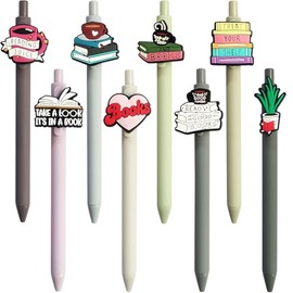 LSLSHY Lindos bolígrafos para amantes de los libros, regalos estéticos de tinta negra, papelería, decoración temática, suministros de biblioteca, acce