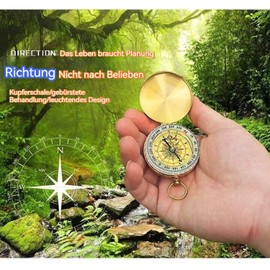 Amazleer Brass Compass Outdoor, Waterproof Pocket Compass with Luminous Numerals, Portable Flip Cover Compass for Hiking, Camping and Outdoor Adventures (Brass Compass)