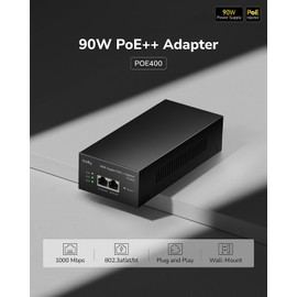 Cudy POE400 90W Gigabit Ultra PoE++ Injector Adapter, IEEE 802.3 bt /802.3at/802.3af Compliant, Up to 90W Ultra Power Supply, 10/100/1000Mbps Shielded RJ-45, Plug & Play, Metal housing
