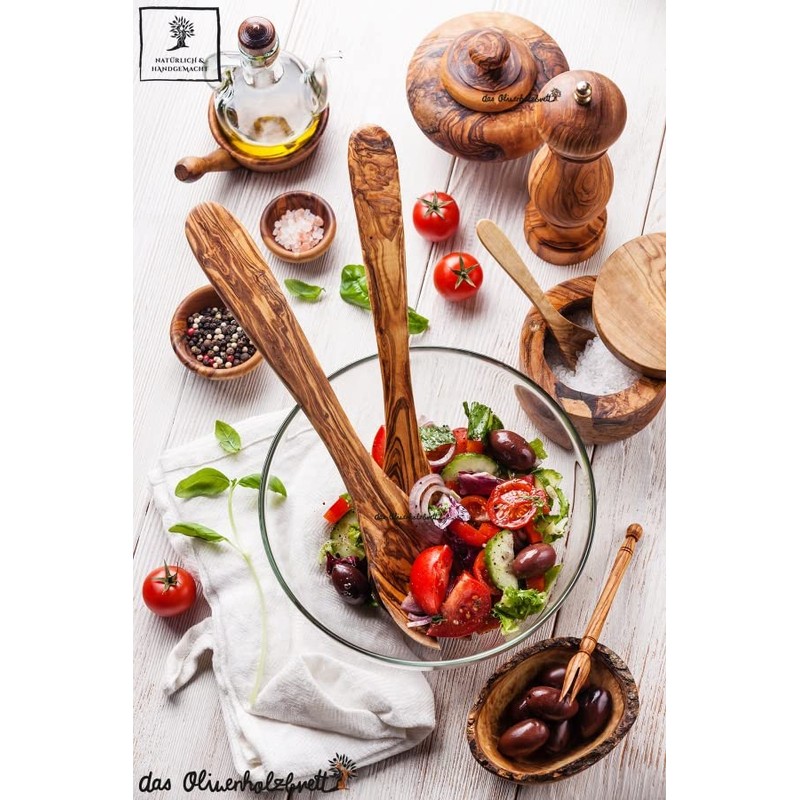 das Olivenholzbrett ® Salad Servers Olive Wood Serving Cutlery Short