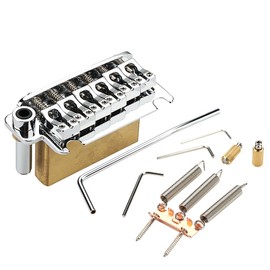 RuiJOTWAT Guitar Tremolo Bridge 83.2x40.6 Sapceing 54MM(5x10.8MM) 6 String Brass Block Cambered Surface Saddle Chrome