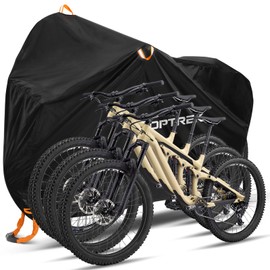 toptrek Bicycle Cover for 3 Bikes, Waterproof, 210D Oxford Fabric, Bicycle Garage, Outdoor, 220 x 120 x 110 cm, High-Quality Bicycle Tarpaulin with Lock Eyelets, Sun Protection, Tear Resistance with
