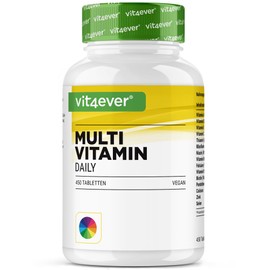 Multivitamin Daily - 450 Tabletten mit Bioaktiv-Formen - 15 Monate Vorrat - Wertvolle Mineralien & alle A-Z Vitamine - Vegan