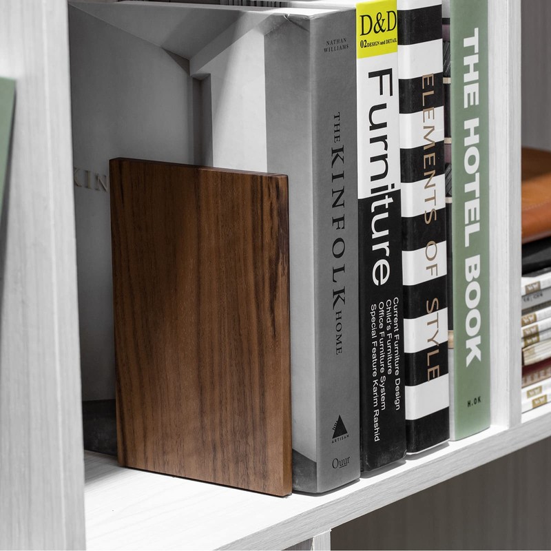 Muso Wood Handmade Walnut Book Ends, Non-Skid Bookends for Shelves,