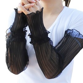 Tidyworm Women's Arm Cover, UV Protection, Long Fingerless, Cooling Gloves, Smartphone Compatible, Stylish, Thin, Summer Gloves, Sun Protection, UV Protection, Bicycle, Driving, Commuting to Work, B