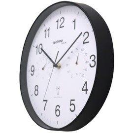 technoline WT8945 Radio-Controlled Wall Clock with Temperature Display and Humidity Display 30 cm Black