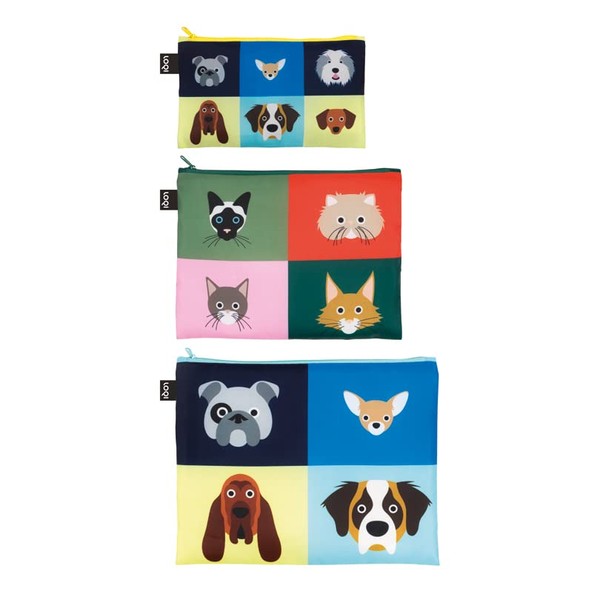 LOQI Zip Pocket Stephen Cheetham Set of 3 Recycled Dogs