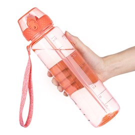 GOPPUS Water Bottle Clear Water Bottles 32oz Motivational with Time Marker Tritan BPA Free Sports Water Bottles Wide Mouth for Gym Travel Home School Office