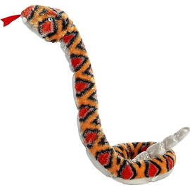 Aurora® Playful Snake Diamond Back Rattle Snake Stuffed Animal - Eye-Catching Designs - Versatile Fun - Orange 50 Inches