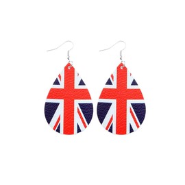 GAUEIOUR Union Jack Flag Earrings,Platinum Jubilee Celebration 70th Anniversary Decorative Earrings,Union Jack French Hook Drop Earrings,Leather Patriotic Earrings,Fashion Party Ladies Decorations