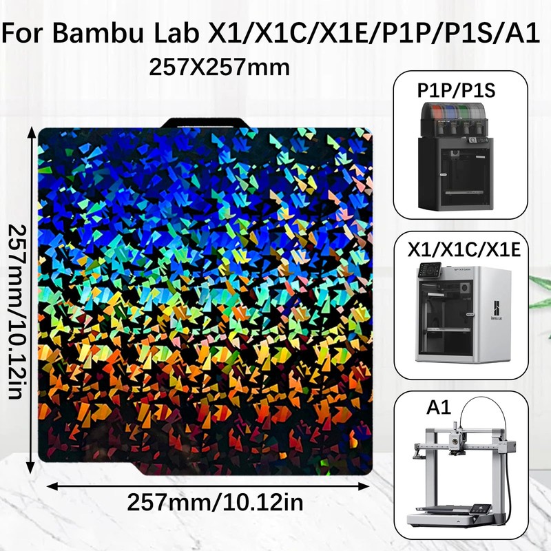 Upgraded 257x257mm H1H Build Plate for Bambu Lab A1 X1