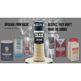 Superior Crack Smoked Sea Salt, 13oz (370g) with Salt Grinder for everyday use. Good for meats, veggies, and beverages. Better than Pink Salt. Light Smoke that enhances the flavor on food.