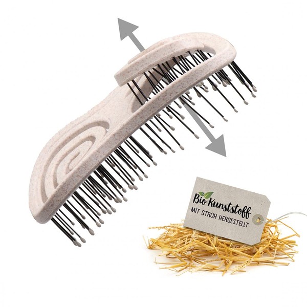 CHIARA AMBRA® Mini Eco Friendly Straw Hair Brush, Natural, No Pulling, Unique Detangling Brush with Coil Spring, Pocket Size, Ideal for On the Go