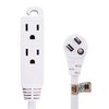 6Ft 16/3 Grounded 3-Outlet Flat Angle Power Extension Cord White