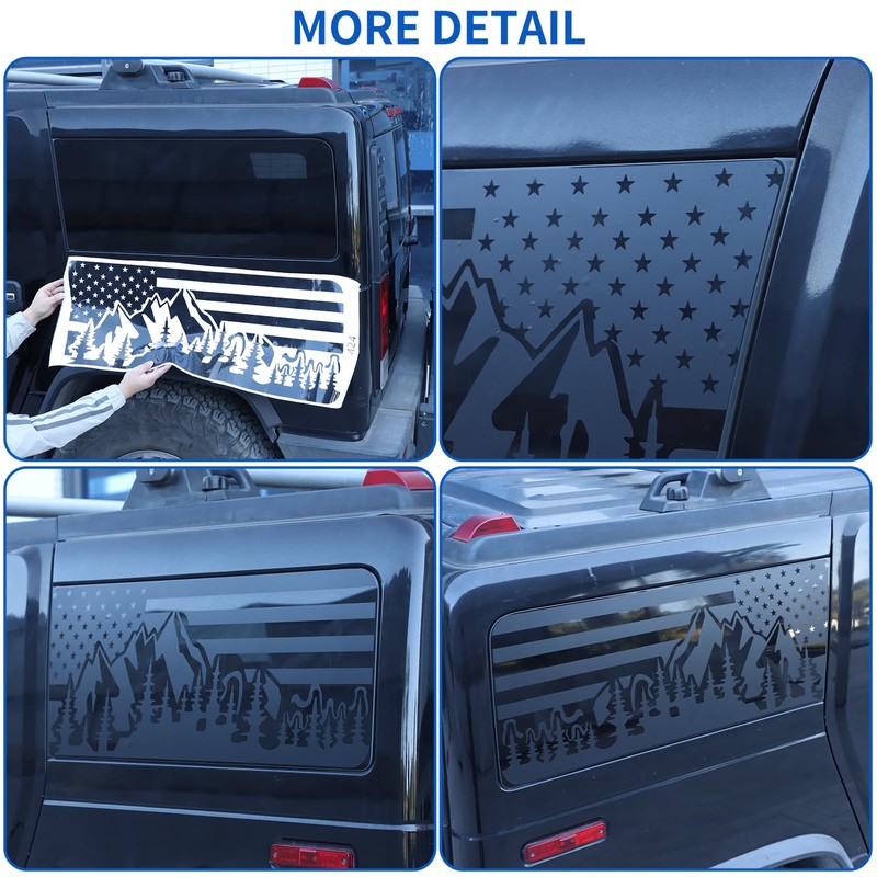 Rear Side Window American Flag Decals Fit for 2003-2009 Hummer