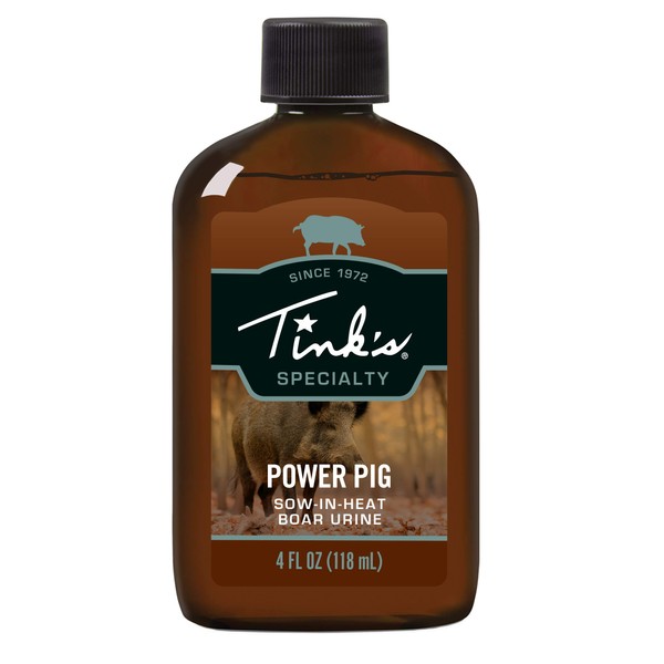 Tink's Power Pig Sow-in-Heat Attractant | 4 Oz Bottle | 100% Natural Hog Urine, Sow Scented Hog Lure, Hunting Accessories, Boar Scents, Wild Hog Attractants | Easy to Use Squirt Top