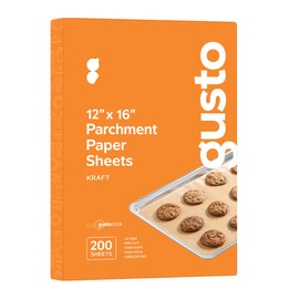 GUSTO [12 x 16 Inch - 200 Count] Pre-Cut Parchment Paper Baking Sheets, Non-Stick, Unbleached, Parchment Paper Sheets for Baking & Cooking - Kraft - (Formerly Comfy Package)
