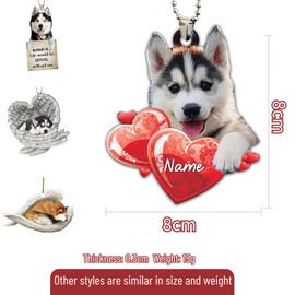 Car Hanging Ornament Cute Dog Car Decor for Rearview Decorations,Acrylic Flat Car Accessories for Men & Women (Dog B)
