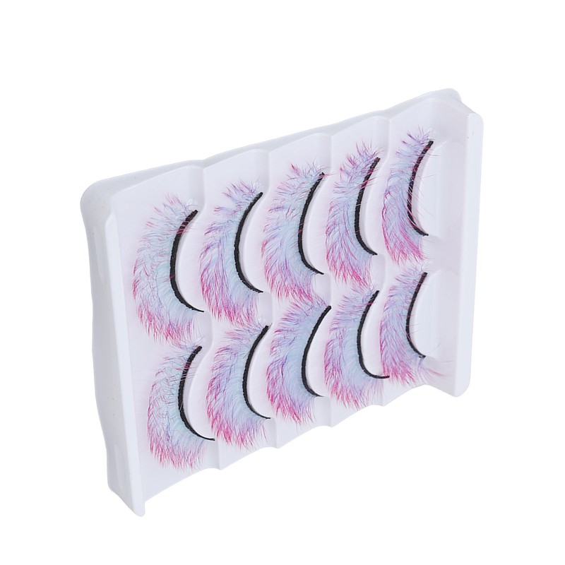 5pcs Colorful Eyelashes Dramatic Gradient Color False Eyelashes Fluffy 3D
