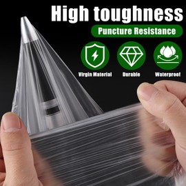 ROMORE 10 Packs Plastic Dust Cover Sheet for Decorating 3.66 x 2.74m Polythene Sheeting Painting Decorating Furniture Floor Carpets Protection,Proof Waterproof Painter Drop Cloth
