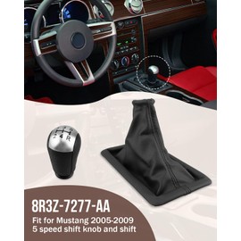 JUQAFY Shift Knob & Dust Boot Fit for Ford Mustang 2005-2009 5-Speed Manual Transmission, Replacement 8R3Z7277AA 5R3Z7213BAA 7R3Z7277AD 6R3Z7277AA