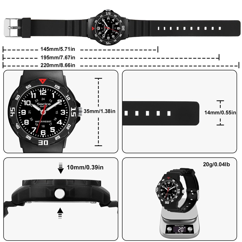 SOCICO Children Analog Watch Waterproof Time Teaching Boys Girls Watch
