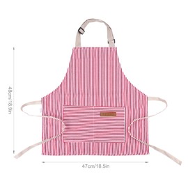 Kids Apron, Children's Striped Aprons with 2 Pockets, Kids Adjustable Cooking Chef Aprons Polyester Cotton Toddler Baking Apron for Boys And Girls (Pink+White)