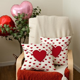 AACORS Valentine's Day Pillow Covers 18X18 Set of 2,Love Heart Decorations Holiday Farmhouse Decorative Pillow Case Decor for Sofa Couch