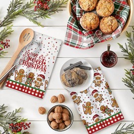 Cylanta Christmas Kitchen Towels Dish Towels Set of 2, 18x26 Inch Xmas Gingerbread Have A Sweet Christmas Hand Towels Seasonal Winter Decoration
