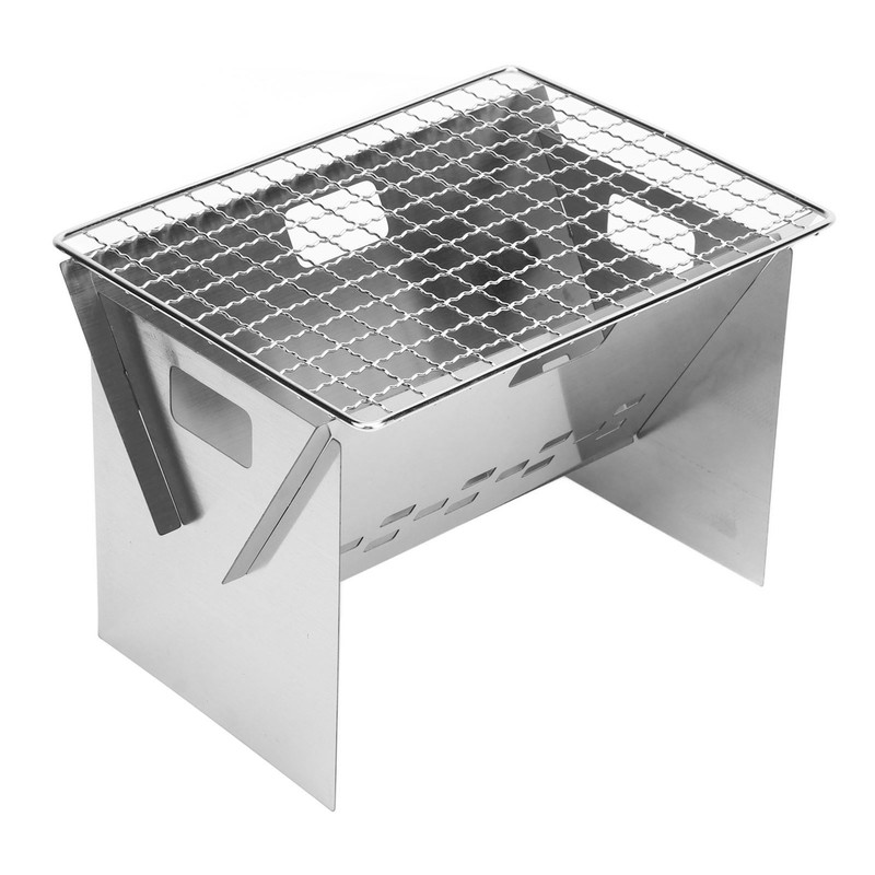 Folding Charcoal BBQ Grill Stainless Steel Mini Detachable Portable Barbecue