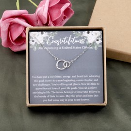 OKEYCH US Citizenship Gift Immigrant Citizenship Necklace New US Citizen Jewelry Naturalization Ceremony Gift (Becoming A United States Citizen N)