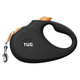 TUG 360° Tangle-Free Retractable Dog Leash | 16 ft Strong Nylon Tape (Small, Black/Orange)