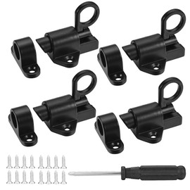 4PC Self-Closing Latches,Spring Gate Latch for Wooden Fence,Automatic Door Latches Safety Resilient Bolt Latch Aluminum Alloy Spring Barrel Slide Door Lock for Secure Pool,Gate,Cabinet,Window (Black)