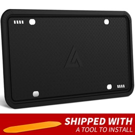 Aujen Silicone License Plate Frames, 1 Pack Car License Plate Cover, Universal US Car Black License Plate Bracket Holder. Rust-Proof, Rattle-Proof, Weather-Proof Car Accessories