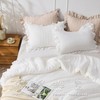 JOLLYVOGUE White Comforter Full Size, 3 Pieces Seersucker Lightweight Full