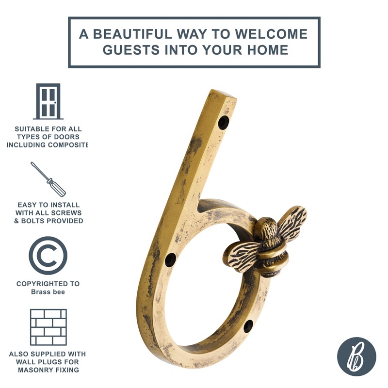 Heritage Brass bee House Number with Bee design | 5