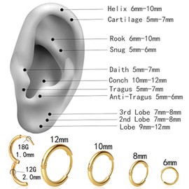 4 Pairs Gold Hoop Earrings Set for Women, 14k Gold Plated Cartilage Hoop Earring Hypoallergenic Non Tarnish Small Hoop Earrings for 2nd 3rd Hole Gold Huggie Hoop Earrings for Women Men (Gold)