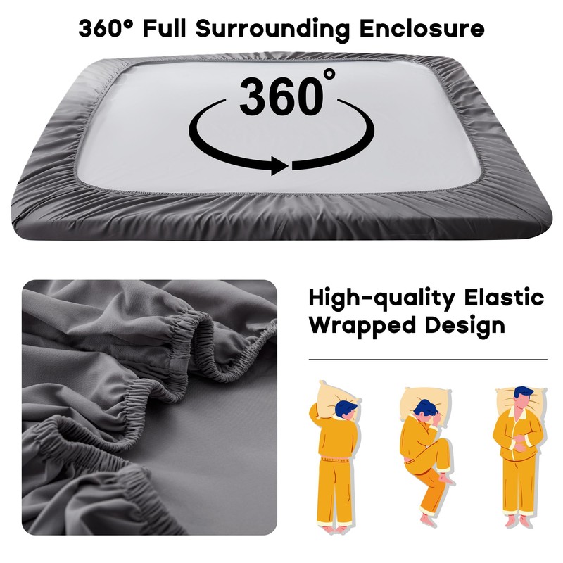 Sonive Fitted Sheet Extra Deep Bedding Sheet,30cm Extra Deep, Non