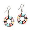 Hand painted colourful spotty donut coconut shell hoop drop earrings