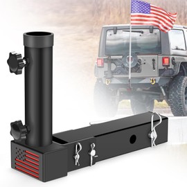 GADFISH Trailer Hitch Flagpole Mount - Universal Flag Mount for 2" Receiver, Black (1 Flagpole)
