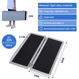 YMINCGGM Portable Wheelchair Ramp 4FT,No-Slip Aluminum Folding Handicap Ramp 800lbs Load Capacaity,Wheel Chair ramp for Home Steps,Stairs,car