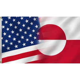 America Greenland Flag 2X3FT, USA Greenlander Friendship Flags,Both Sides Printed, Men Women Banner,Vibrant Colors, Double Stitched with 2 Brass Grommets, Bar Garden Street Decoration, GYM, Office Decor,Indoor Outdoor Use,Gifts. (X-US-GL, 2x3ft)