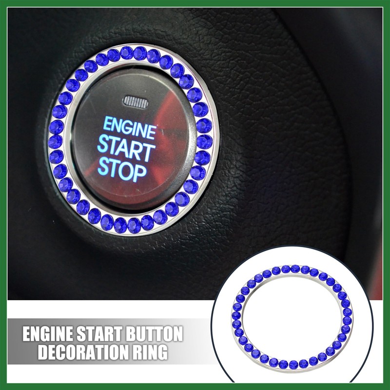 Motoforti 5 Pcs Car Engine Start Stop Decoration Ring Rhinestone