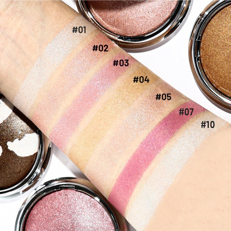 Champagne Glow Shimmer Face Highlighter Makeup, Soft Pink Contour Powder