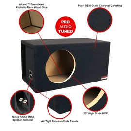 Atrend Soundqubed 12 ” Single Vented SPL Subwoofer Enclosure - SPL-Tune Subwoofer Box Improves Audio Quality, Sound & Bass