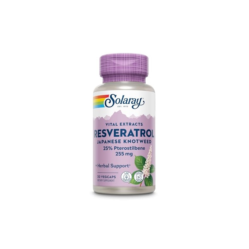 SOLARAY Super Resveratrol w/Pterostilbene, Veg Cap (Btl-Plastic) 250mg | 30ct